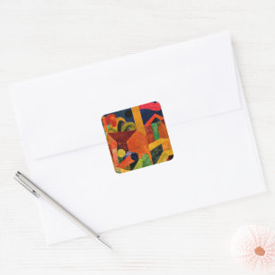 Sticker Carré Klee - Paysage avec drapeaux