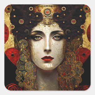 Sticker Carré Klimt Inspirée Déesse Reine
