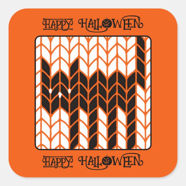 Sticker Carré KNIT CAT NOIR Gros Carré Enveloppe Phoques II (Devant)