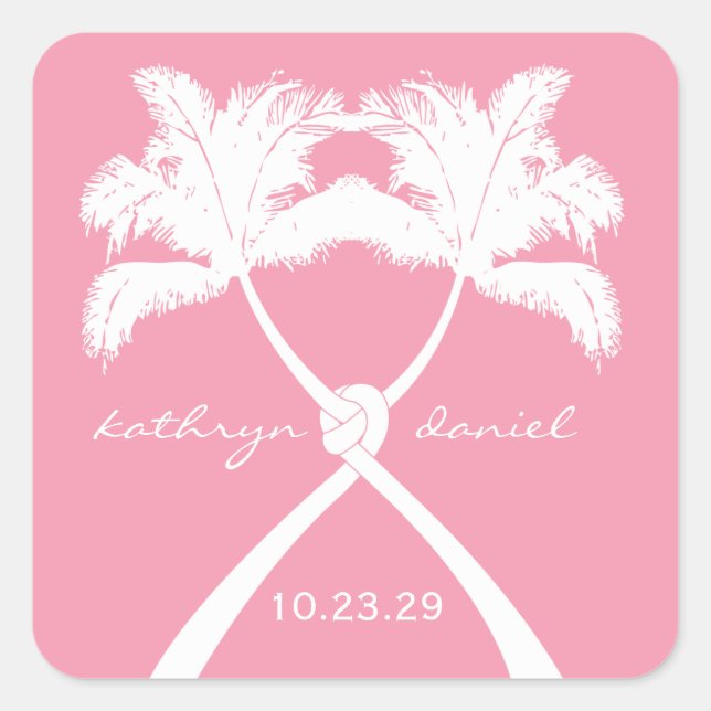 Sticker Carré Knot Palm Trees Plage Mariage tropical Moderne Chi (Devant)