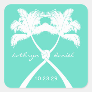Sticker Carré Knot Palm Trees Plage Mariage tropical Moderne Chi