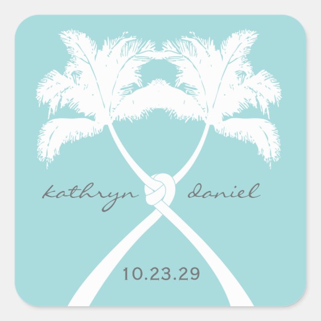 Sticker Carré Knot Palm Trees Plage Mariage tropical Moderne Chi (Devant)