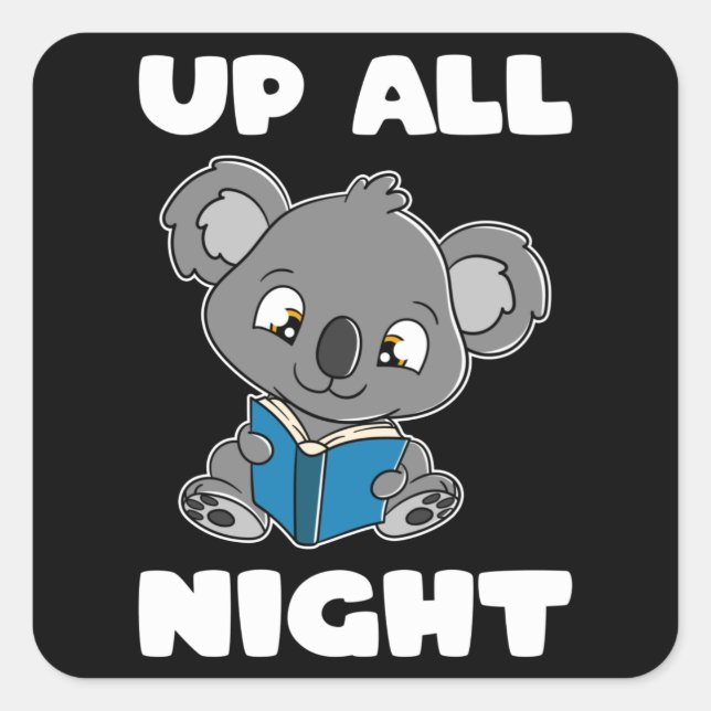 Sticker Carré Koala Bear lecture Réserver toute la nuit (Devant)
