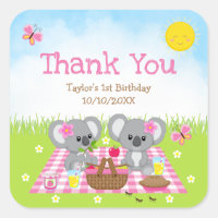 Koala Bears Pique-nique Anniversaire Rose En vichy