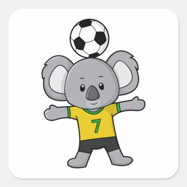 Sticker Carré Koala comme joueur de football avec balle de footb (Devant)