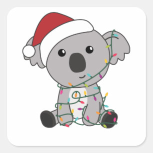 Sticker Carré Koala Noël Neige Animaux d'hiver Koalas