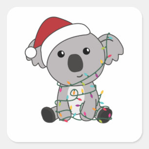 Sticker Carré Koala Noël Neige Animaux d'hiver Koalas