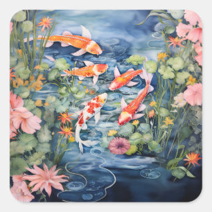 Sticker Carré Koi Pond