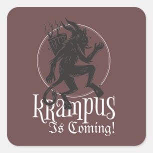 Sticker Carré Krampus arrive Noël