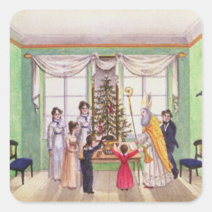 Sticker Carré Krampus et Saint-Nicolas de journal de Karl