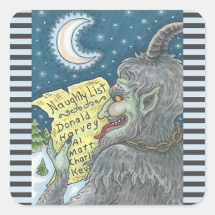 STICKER CARRÉ KRAMPUS NAUGHTENDREN LISTE ENFANTS BÂTIMENTS DE NO