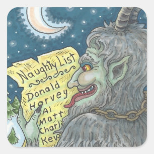 STICKER CARRÉ KRAMPUS NAUGHTENDREN LISTE ENFANTS BÂTIMENTS DE NO