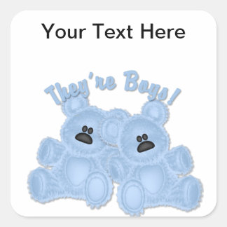 Sticker Carré KRW Ce sont des garçons Twin Blue Teddy Bear Stick