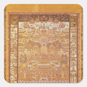 Sticker Carré Kshitigarbha, juge de l'enfer, de Dunhuang