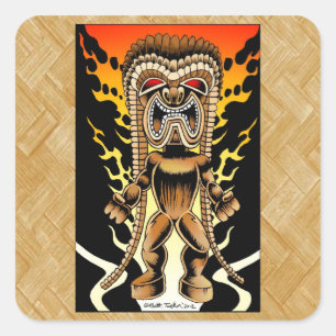 Sticker Carré Ku, Dieu hawaïen de Tiki