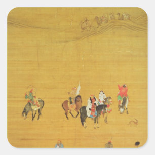 Sticker Carré Kublai Khan Hunting, dynastie Yuan