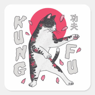 Sticker Carré Kung Fu Cat