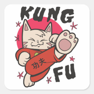 Sticker Carré Kung Fu Cat