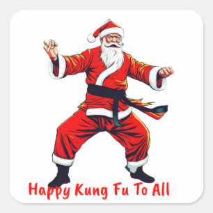 Sticker Carré Kung Fu Lutter contre Père Noël