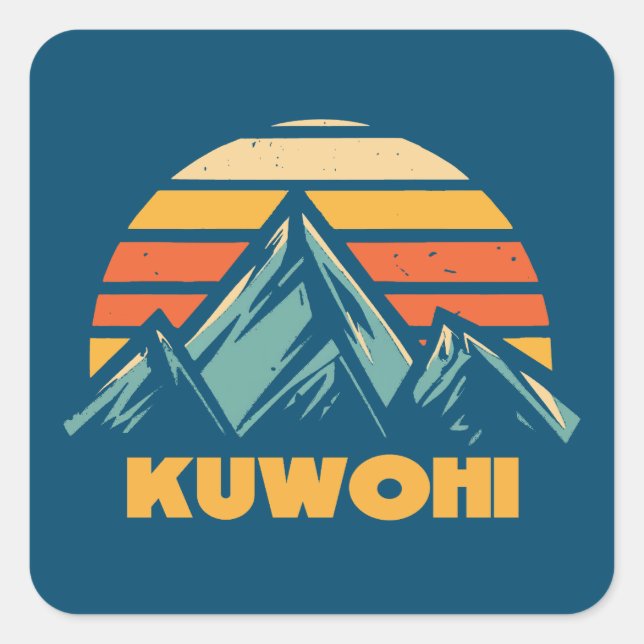 Sticker Carré Kuwohi Caroline du Nord Tennessee Retro Turquoise (Devant)