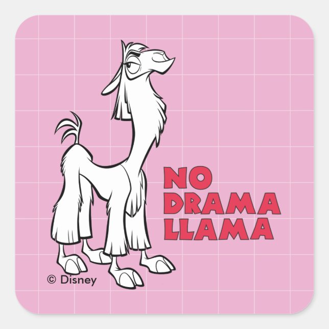 Sticker Carré Kuzco - No Drama Llama (Devant)