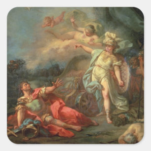 Sticker Carré La bataille entre Mars et Minerva, 1771 (huile sur