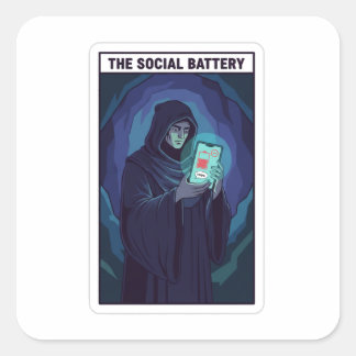 Sticker Carré La batterie sociale Humour introverti | Faible éne