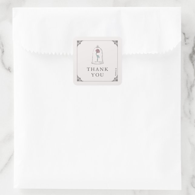 Sticker Carré La beauté et la bête | Sucre Rose enchanté 16 (Sac)