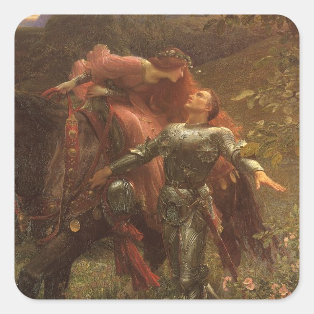 Sticker Carré La Belle Dame sans Merci par Sir Frank Dicksee (Devant)