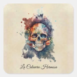 Sticker Carré La Calavera Hermosa, sur mesure