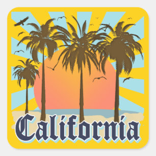 Sticker Carré La Californie échoue le coucher du soleil