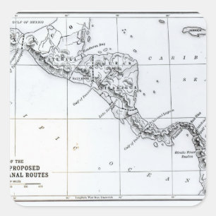 Sticker Carré La carte a proposé les itinéraires isthmiens de