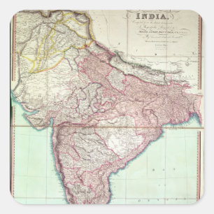Sticker Carré La carte améliorée de l'Inde a édité à Londre