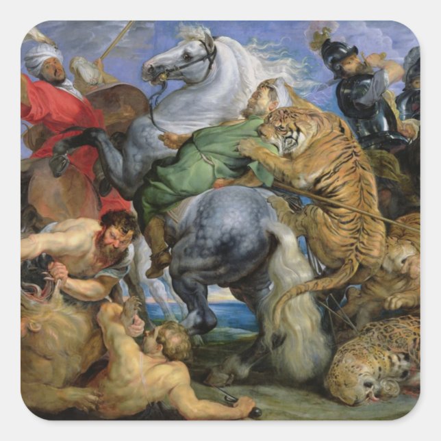 Sticker Carré La chasse au tigre, c.1616 (Devant)