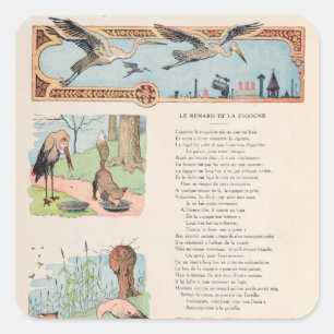 Sticker Carré La cigogne et le Fox des fables