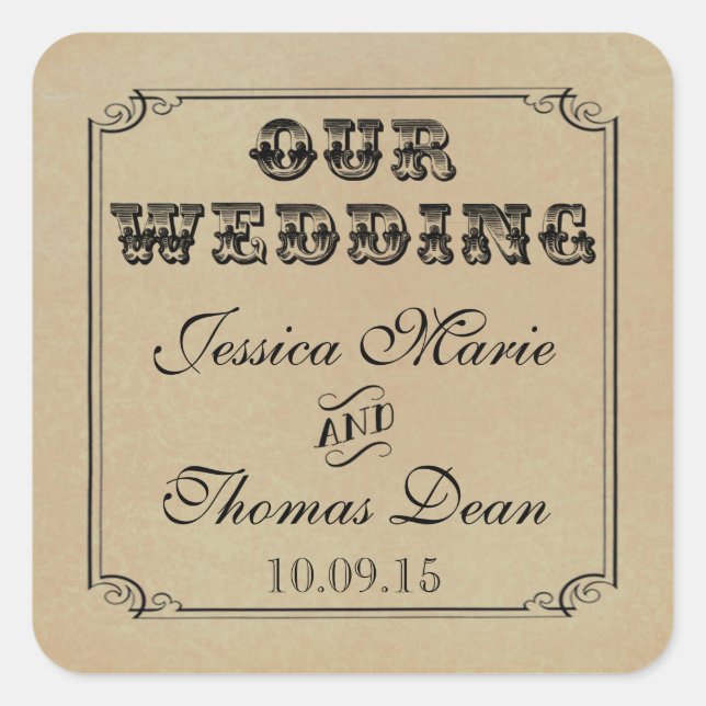 Sticker Carré La collection de Mariages de Steampunk victorienne (Devant)