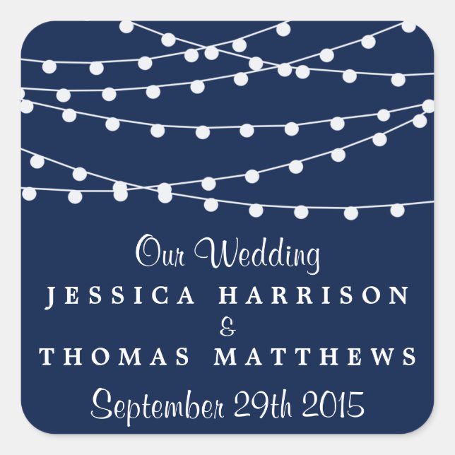 Sticker Carré La Collection Mariage Bleu Marine Lights (Devant)