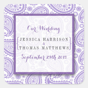 Sticker Carré La collection Mariage moderne Paisley - Purple
