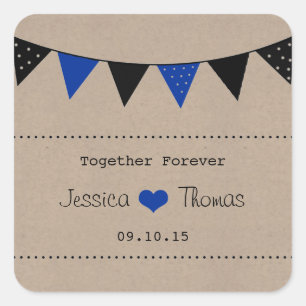 Sticker Carré La collection moderne de Mariages de Bunting Bleu