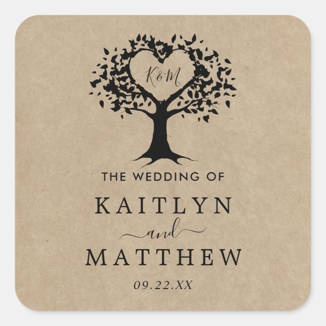 Sticker Carré La collection Rustic Heart Tree Mariage (Devant)