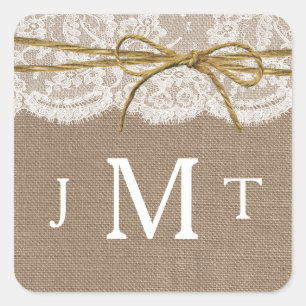 Sticker Carré La collection Rustique de Mariages de Bow Twine