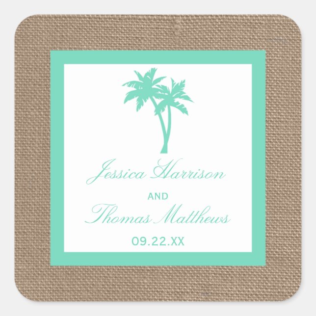 Sticker Carré La collection Tropical Palm Tree Beach Wedding (Devant)