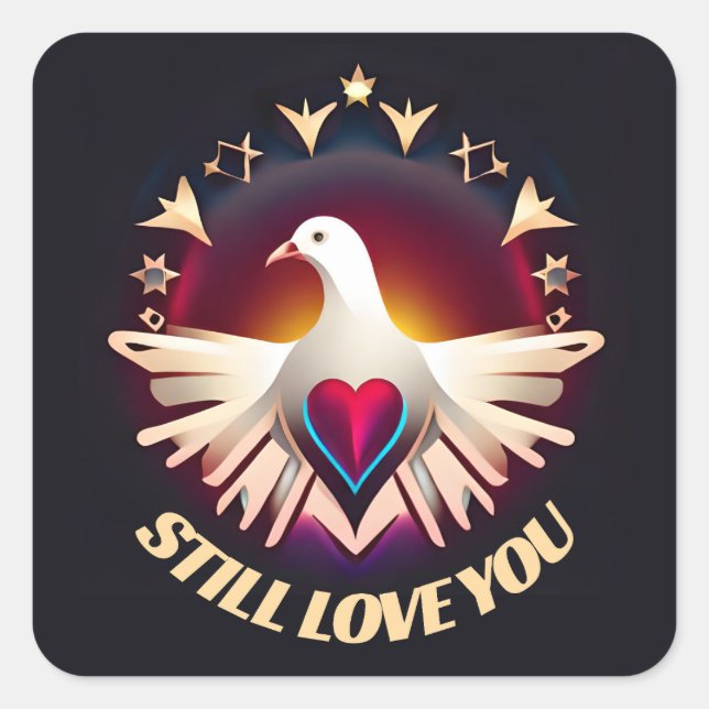 Sticker Carré La colombe de l'amour Express Votre affection au s (Devant)