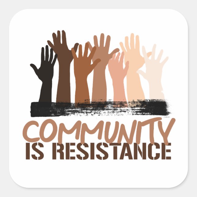 Sticker Carré La communauté anti-racisme est la résistance (Devant)