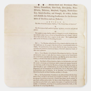 Sticker Carré La constitution d'Etats-Unis, 1787