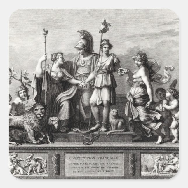 Sticker Carré La Constitution française (Devant)