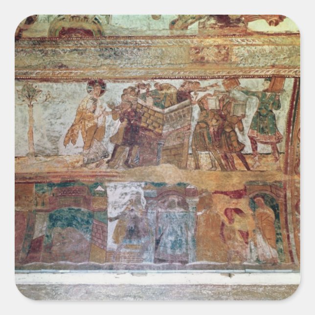 Sticker Carré La construction de la tour de Babel (Devant)