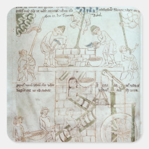 Sticker Carré La construction de la tour de Babel