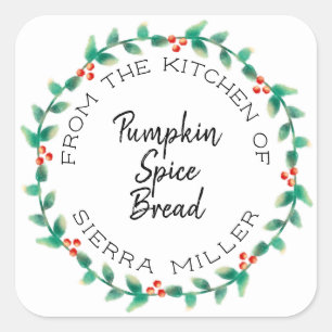 Sticker Carré La cuisine de guirlande de houx de vacances traite