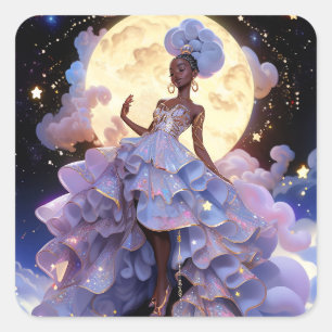 Sticker Carré La Dame Cosmique Art Imaginaire Africain Américain